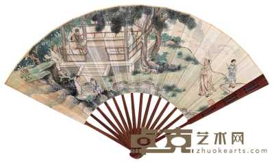 叶昀 1941年作 兰亭修稧 成扇 18.5×53.5cm